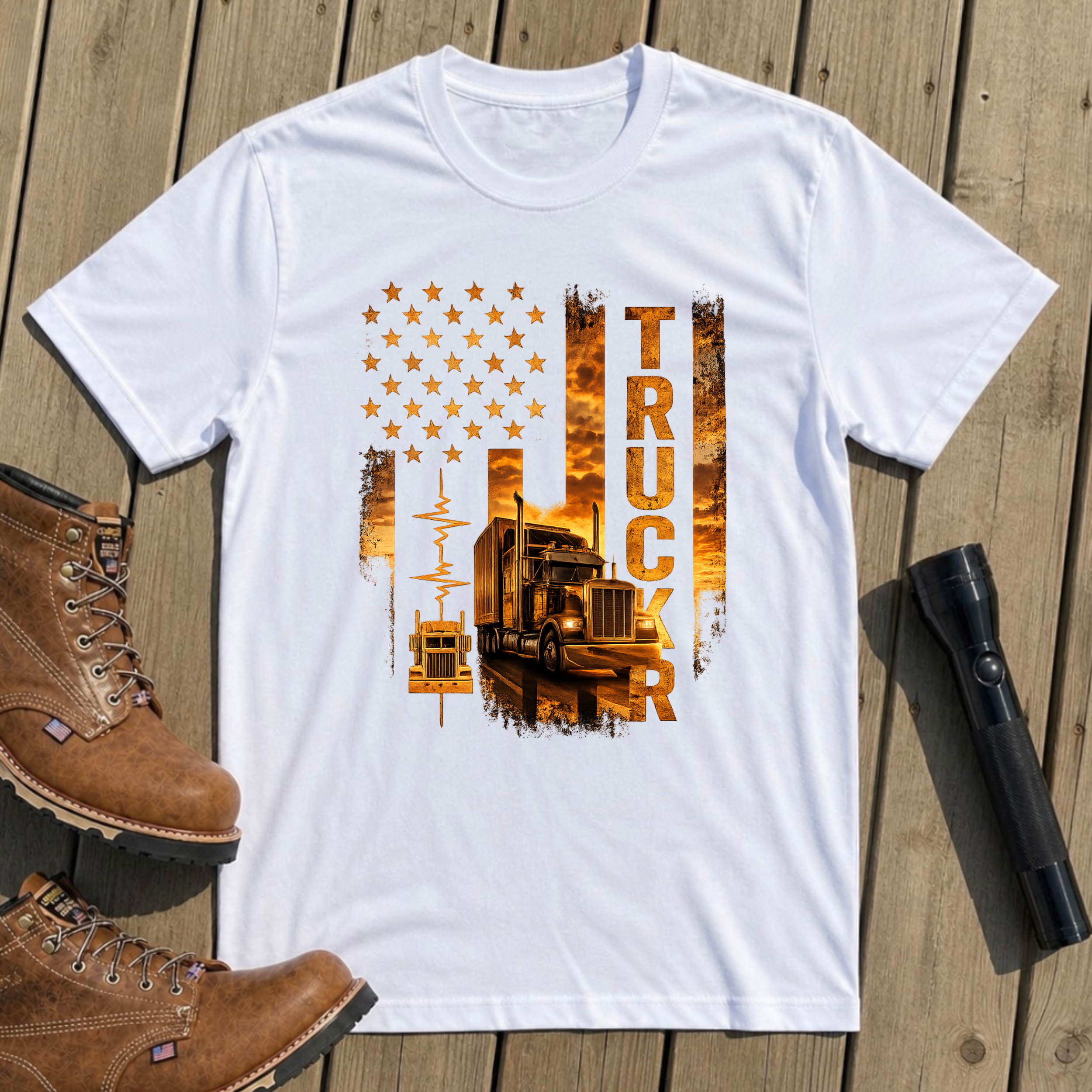 Trucker Life Flag T-Shirt