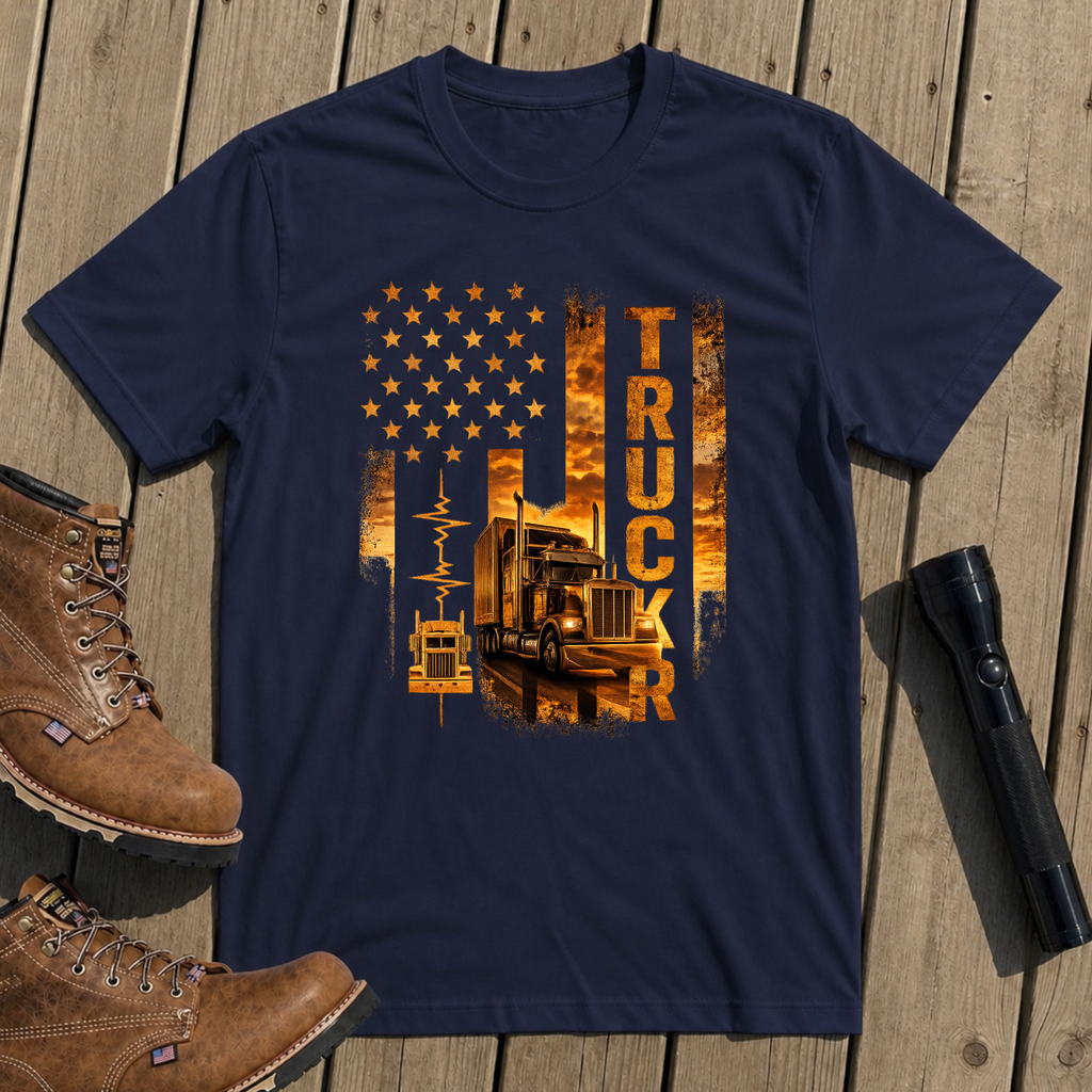 Trucker Life Flag T-Shirt