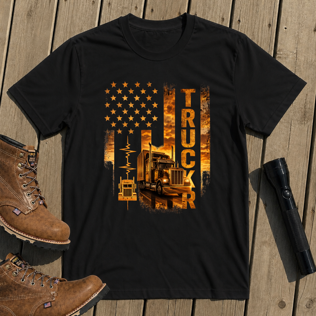 Trucker Life Flag T-Shirt