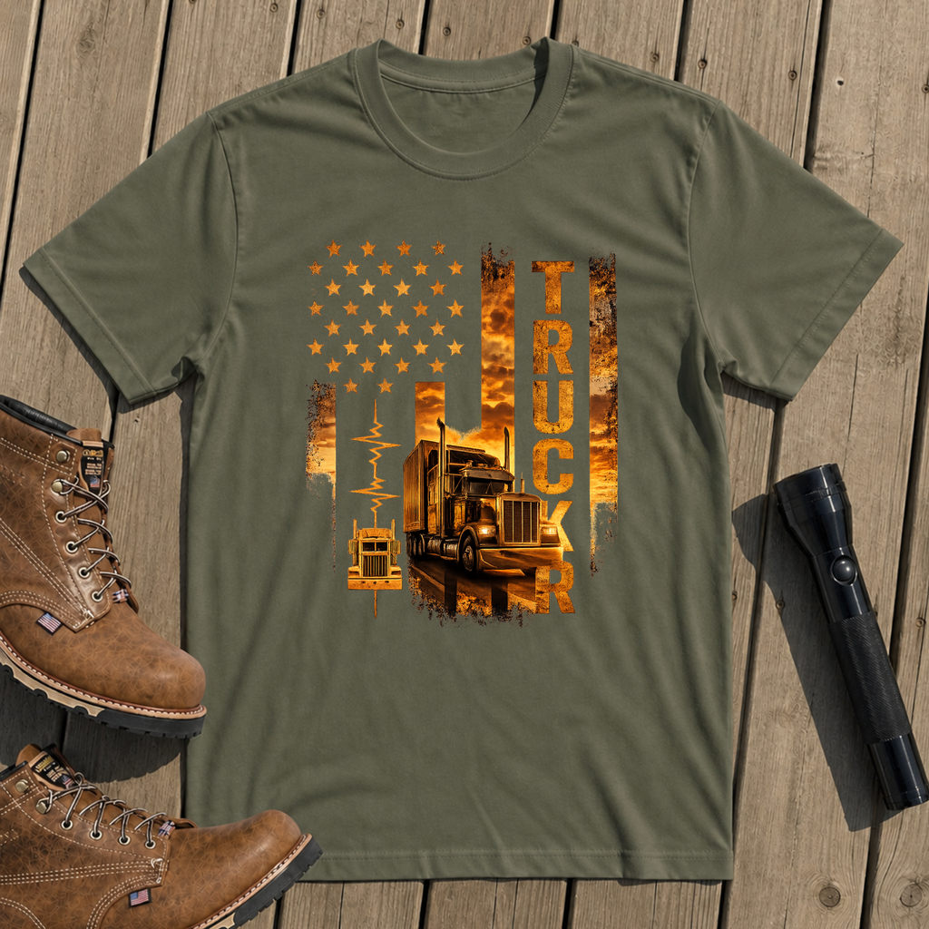 Trucker Life Flag T-Shirt