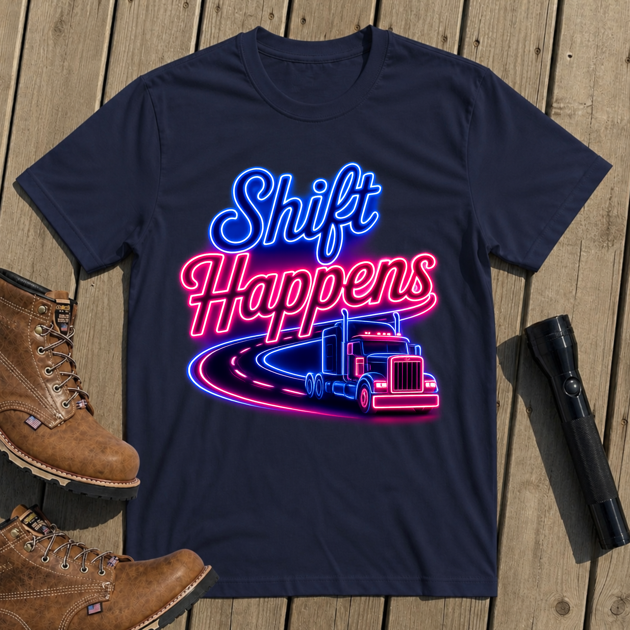 Neon Shift Trucker T Shirt