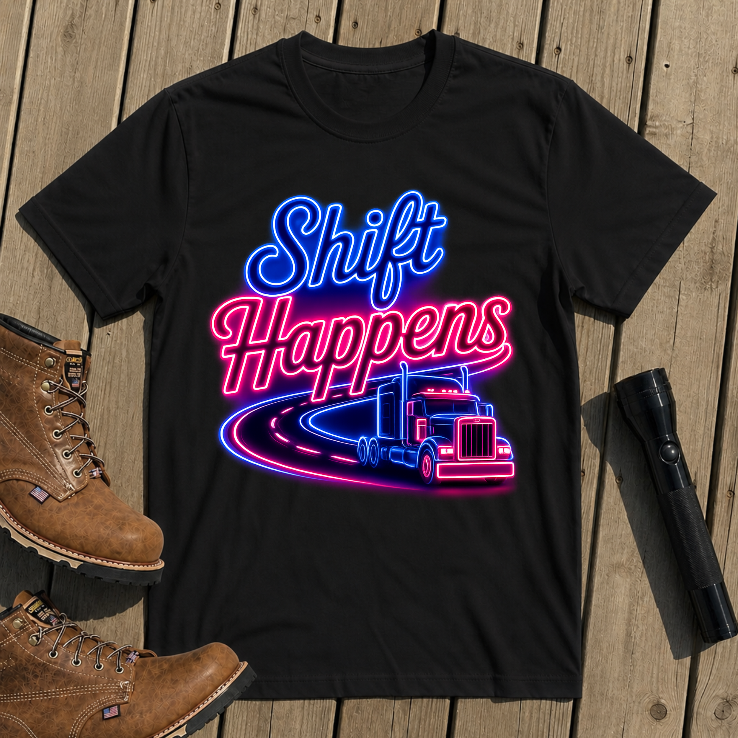 Neon Shift Trucker T Shirt